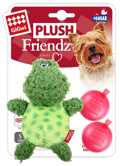 GiGwi Plush Friendz with Two Refillable Squeakers - Frog - Dog Toys - GiGwi - Shop The Paw