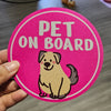 Shopthepaw Reflective Car Decals - Pet On Board Pink (Dog)