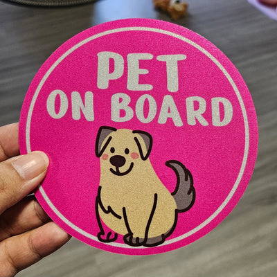 Shopthepaw Reflective Car Decals - Pet On Board Pink (Dog)