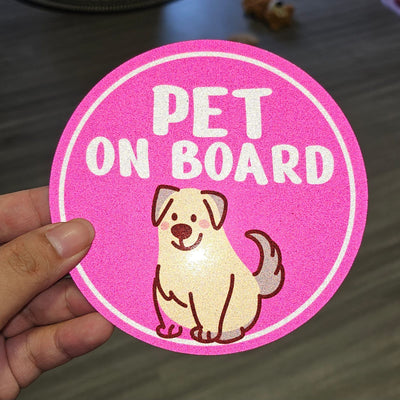 Shopthepaw Reflective Car Decals - Pet On Board Pink (Dog)