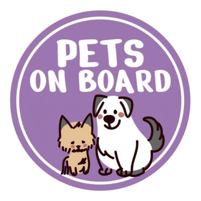 Shopthepaw Reflective Car Decals - Pets On Board Purple (Mix Pets)