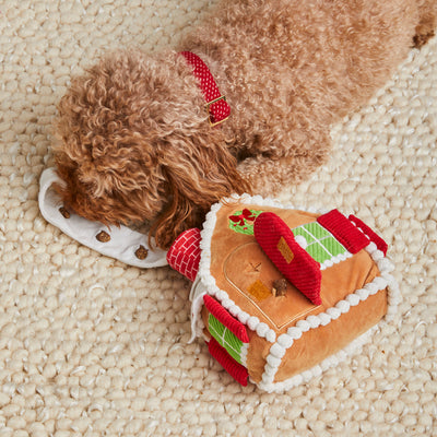 The Foggy Dog Gingerbread House Interactive Snuffle Dog Toy